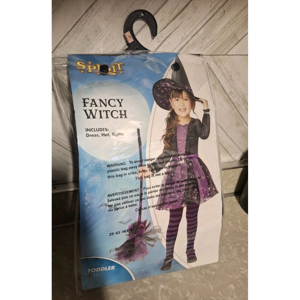 Spirit Halloween Costume Fancy Witch Toddler 3T To 4T Dress & Hat MISSING TIGHTS